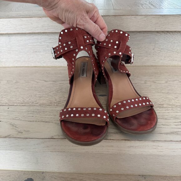 Steve Madden Gila Sandal Brown with Studs Size 8 - Picture 3 of 13